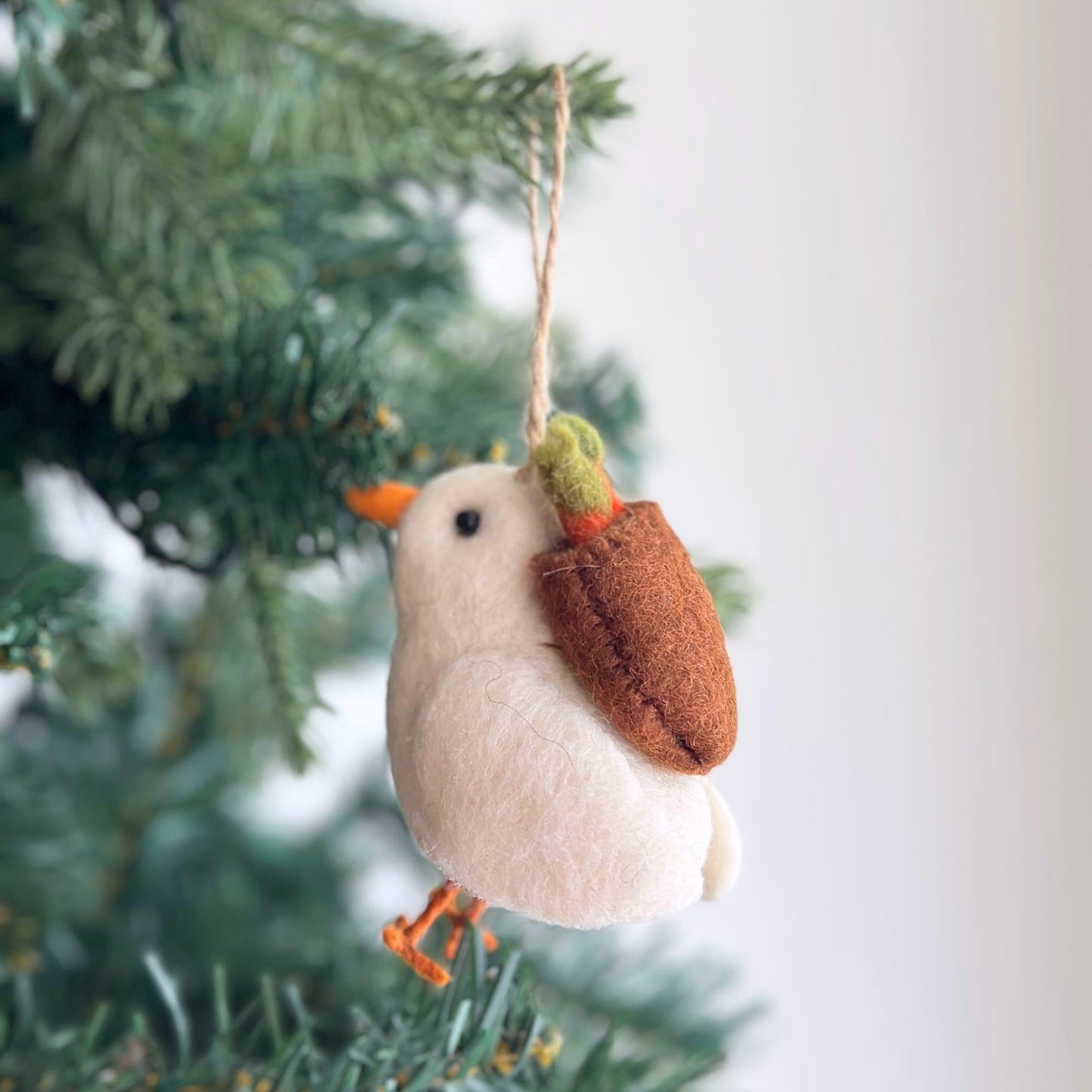 Felt Dove Carrying Carrot - Chickadees Wooden Toys