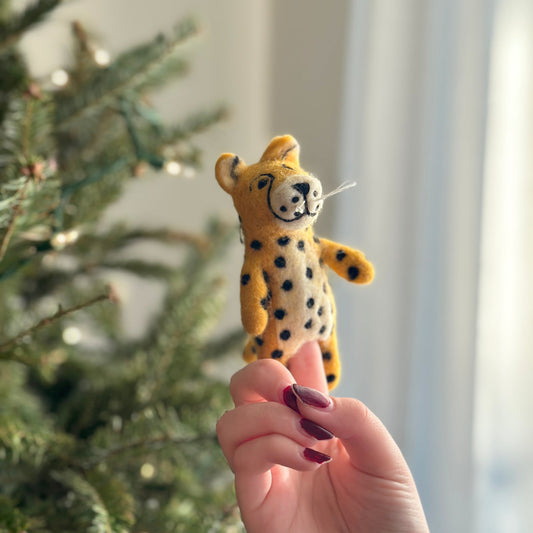 Felt Finger Puppet - Cheetah / Leopard - Chickadees Wooden Toys