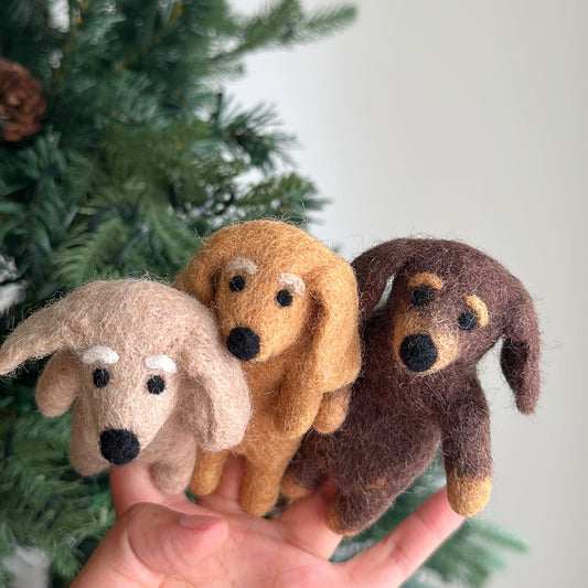 Felt Finger Puppet: Dachshund Dog - Chickadees Wooden Toys