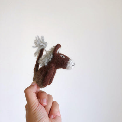 Felt Finger Puppet - Donkey - Chickadees Wooden Toys
