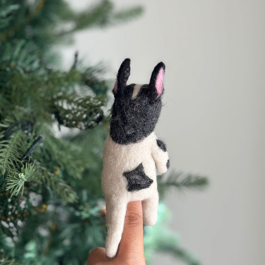 Felt Finger Puppet: French Bulldog - Chickadees Wooden Toys