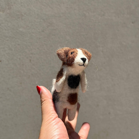 Felt Finger Puppet: Jack Russell Terrier Dog - Chickadees Wooden Toys