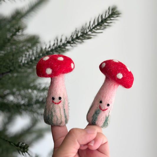 Felt Finger Puppet - Mushroom - Chickadees Wooden Toys