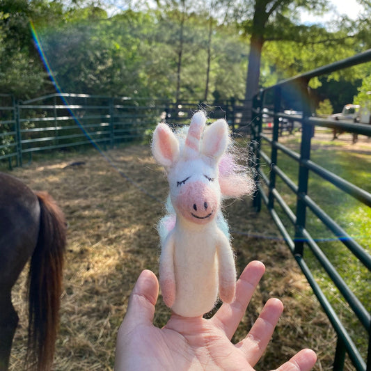 Felt Finger Puppet - Pastel Unicorn - Chickadees Wooden Toys