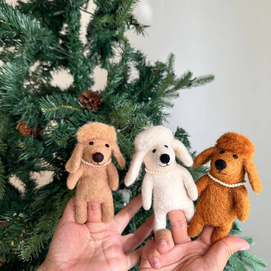 Felt Finger Puppet: Poodle Dog - Chickadees Wooden Toys