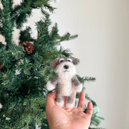 Felt Finger Puppet: Schnauzer Dog - Chickadees Wooden Toys