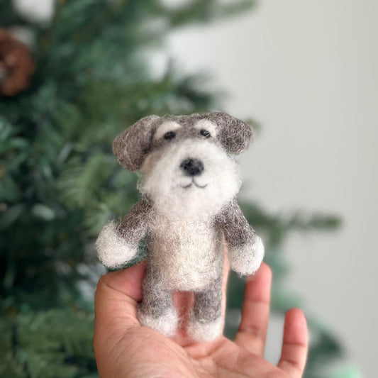 Felt Finger Puppet: Schnauzer Dog - Chickadees Wooden Toys