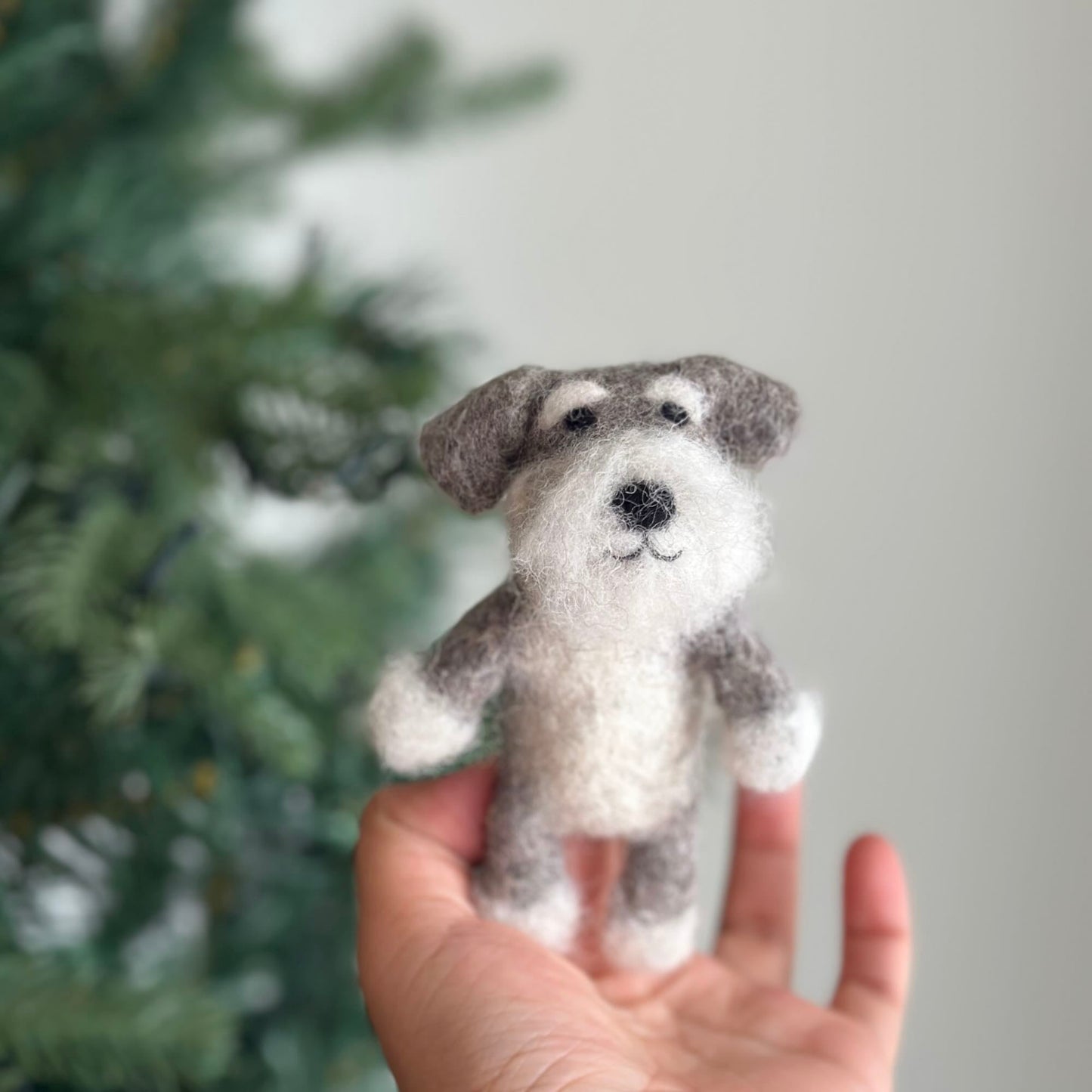 Felt Finger Puppet: Schnauzer Dog - Chickadees Wooden Toys