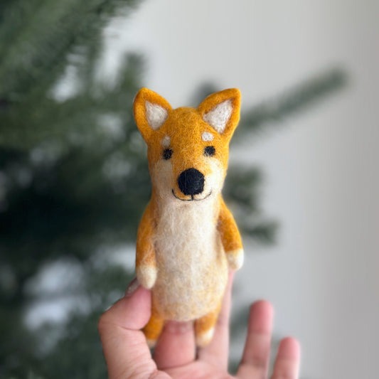 Felt Finger Puppet: Shiba-Inu Dog - Chickadees Wooden Toys