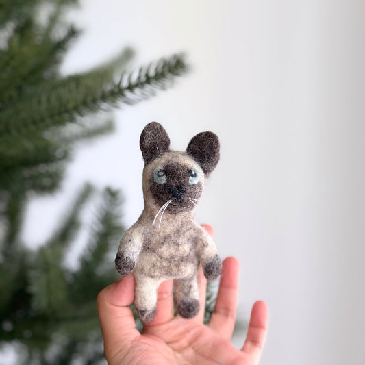 Felt Finger Puppet - Siamese Cat - Chickadees Wooden Toys