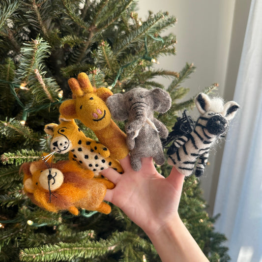 Felt Finger Puppets Set of 5 - Safari Animals