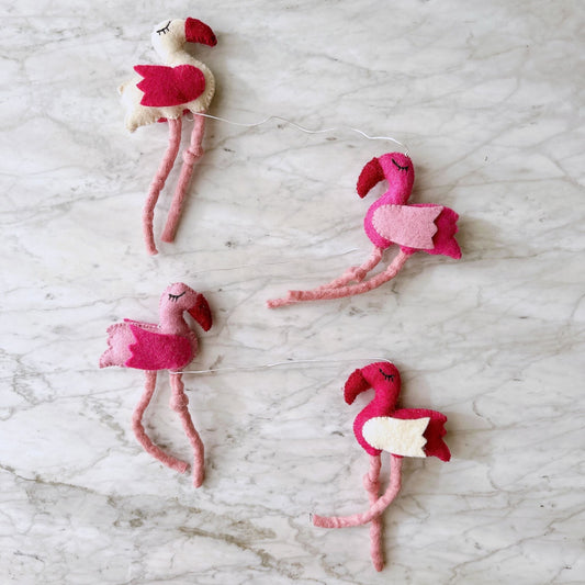 Felt Flamingo Garland - Chickadees Wooden Toys