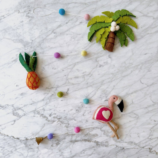 Felt Garland - Tropical Trio Flamingo - Chickadees Wooden Toys