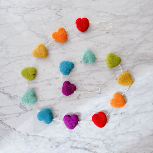 Felt Heart Garland - Chickadees Wooden Toys