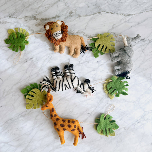 Felt Jungle Animal Garland - Chickadees Wooden Toys