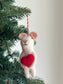 Felt Mouse Holding Heart Ornament