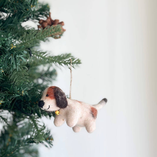 Felt Ornament - Beagle with Bell - Chickadees Wooden Toys
