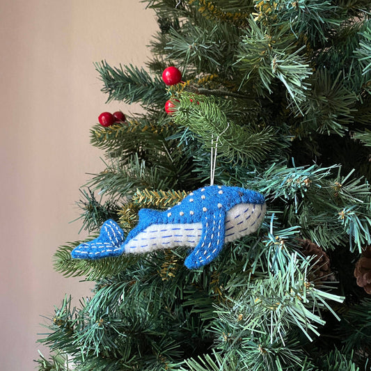 Felt Ornament - Blue Minke Whale - Chickadees Wooden Toys