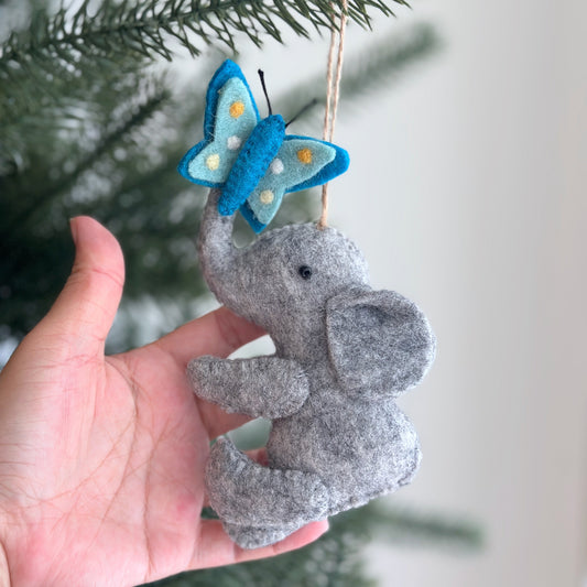Felt Ornament - Elephant with Butterfly