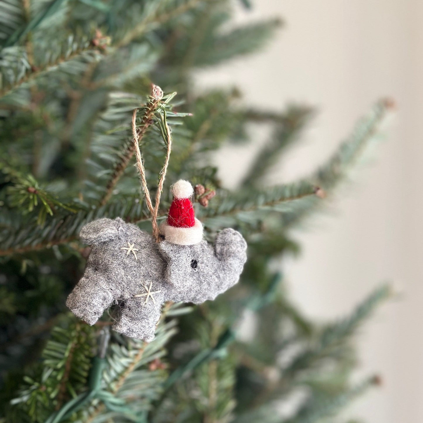 Felt Ornament - Elephant with Snowflake Embroidery