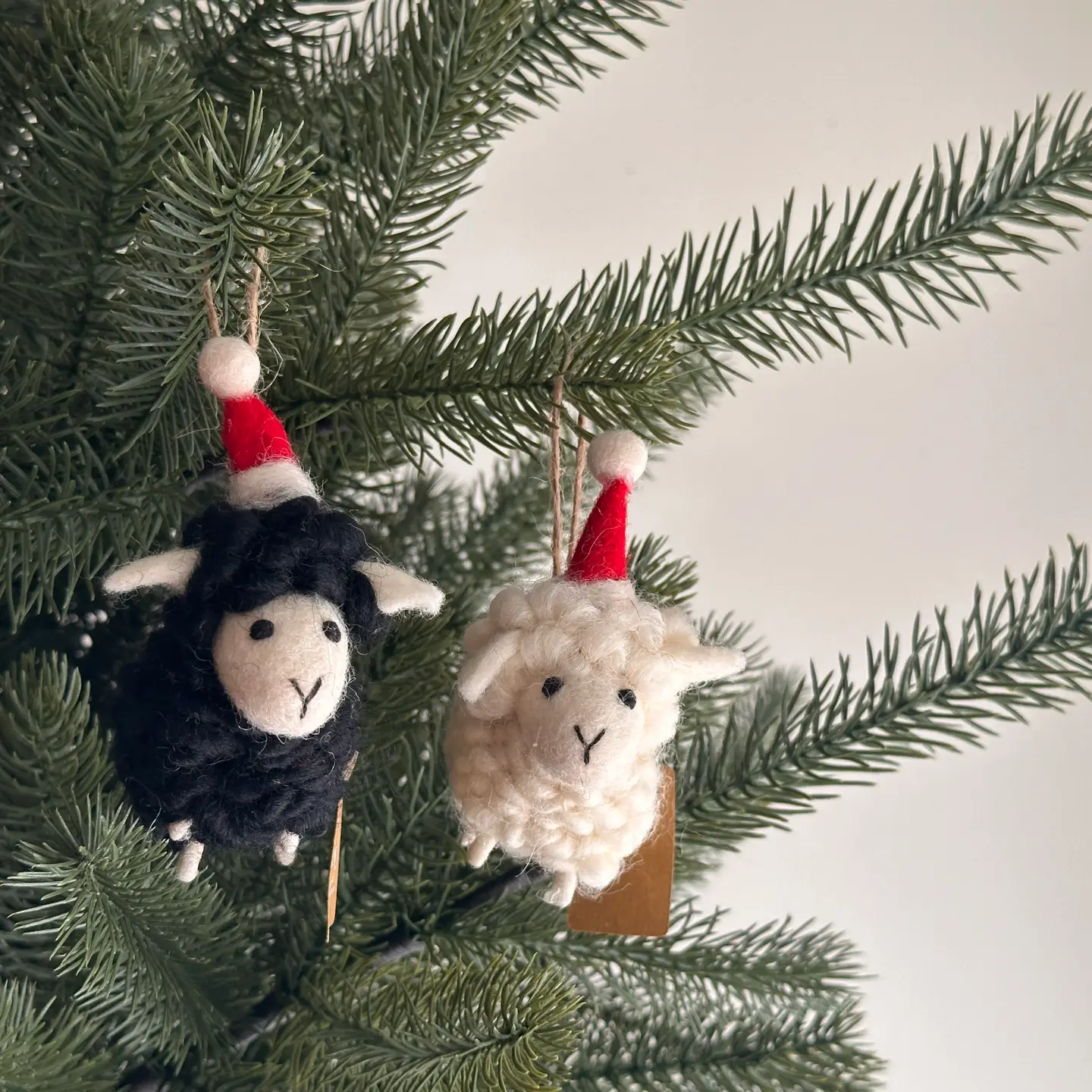 Felt Ornament - Mini Sheep with Christmas Hat