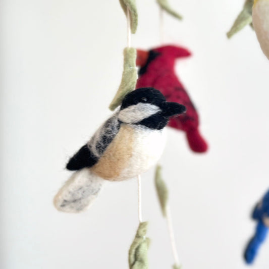 Felt Ornament - Needle Felted Chickadee - Chickadees Wooden Toys
