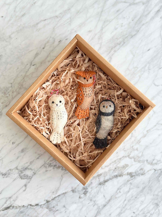 Felt Ornament - Owl Family - Chickadees Wooden Toys