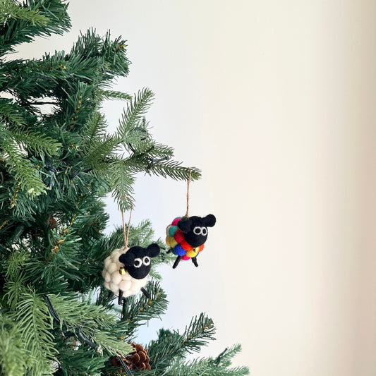 Felt Ornament - Pompom Ball Mini Sheep - Chickadees Wooden Toys