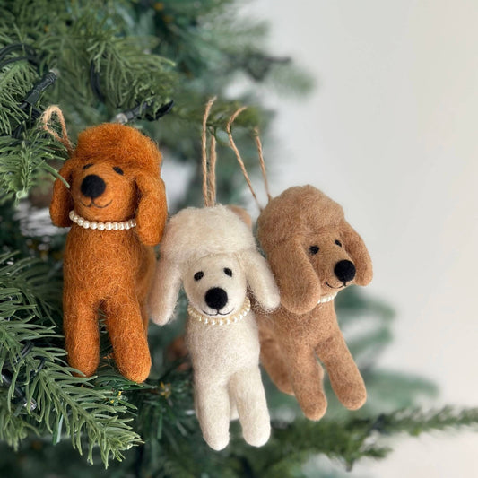 Felt Ornament - Poodle Ornament - Chickadees Wooden Toys