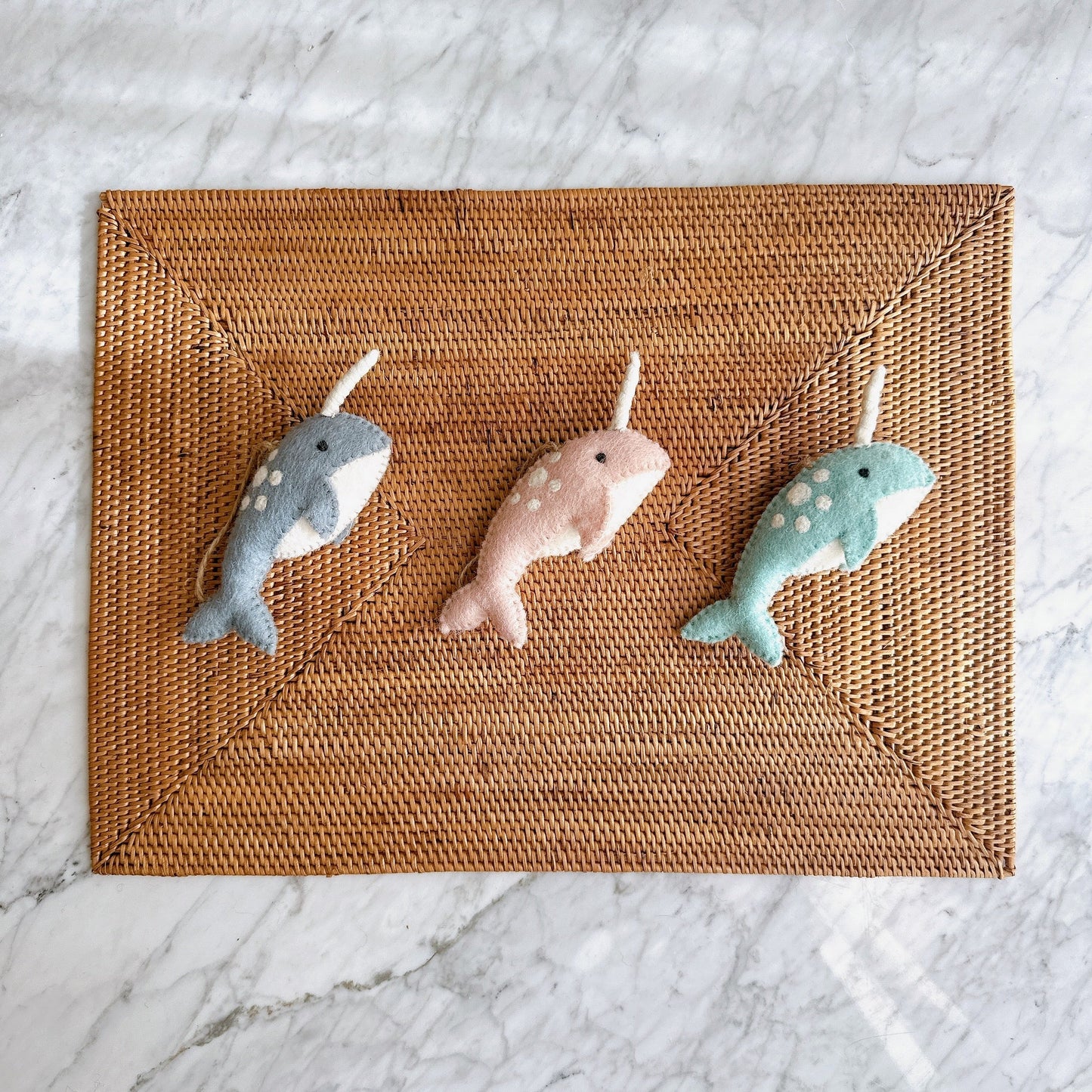 Felt Ornament Set of 3 - Narwhal - Chickadees Wooden Toys