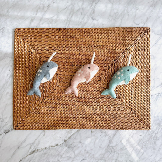 Felt Ornament Set of 3 - Narwhal - Chickadees Wooden Toys