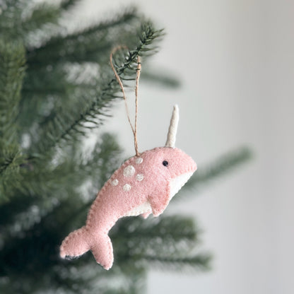 Felt Ornament Set of 3 - Narwhal - Chickadees Wooden Toys