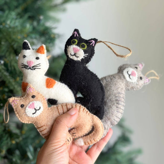 Felt Ornament - Stitched Cat - Chickadees Wooden Toys