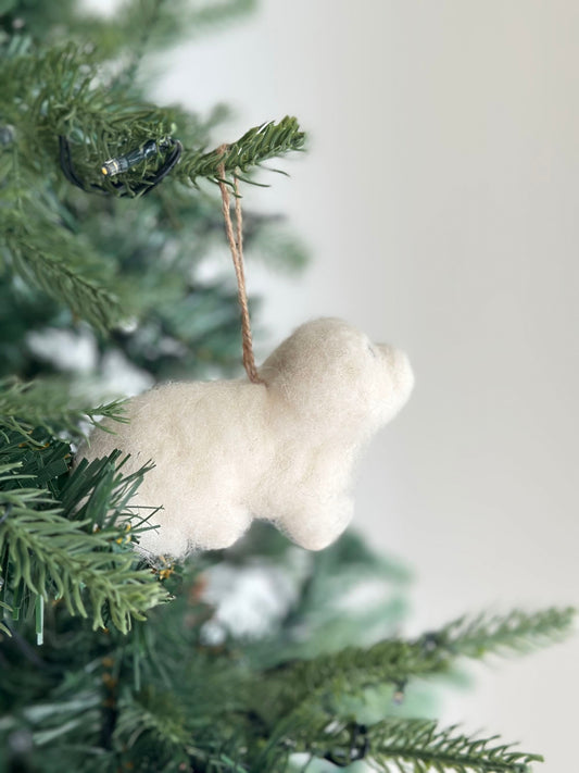 Felt Ornament - White Maltese Dog - Chickadees Wooden Toys