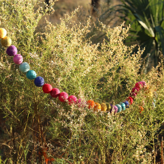 Felt Rainbow Pompom Ball Garland - Chickadees Wooden Toys