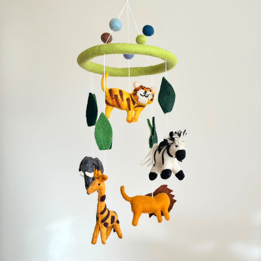 Felt Safari Animal Baby Mobile - Chickadees Wooden Toys