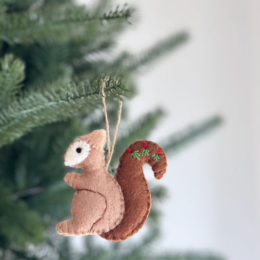 Felt Squirrel Ornament - Chickadees Wooden Toys