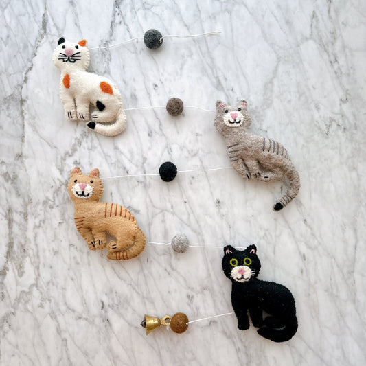 Felt Stitched Cat Garland - Chickadees Wooden Toys
