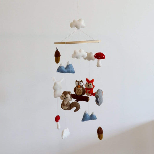 Felt Woodland Animal Baby Mobile - Chickadees Wooden Toys