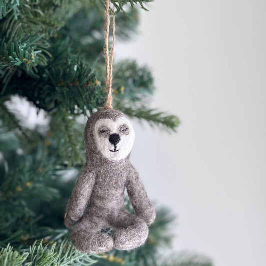 Felt Yoga Sloth Ornament - Chickadees Wooden Toys