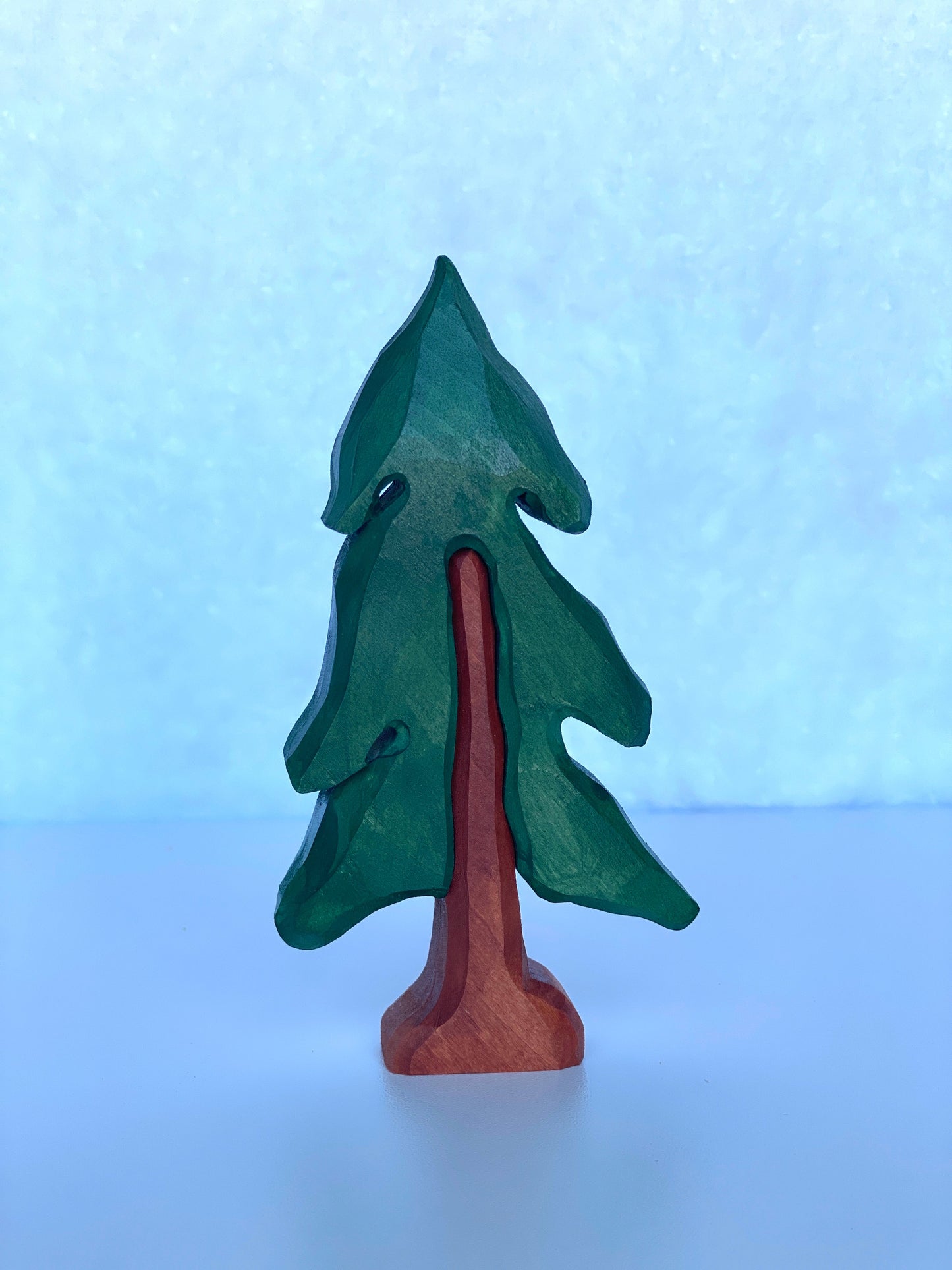 Hand Carved Fir Tree Small World