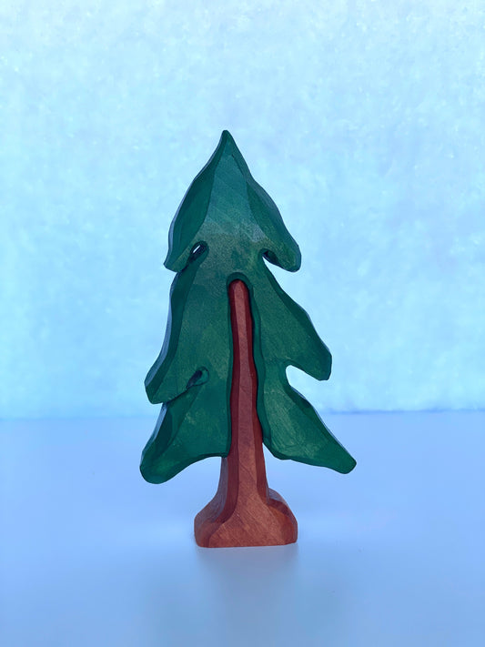 Hand Carved Fir Tree Small World