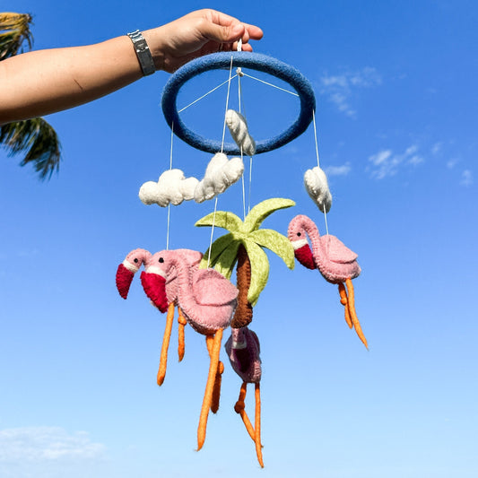 Flamingo Baby Mobile - Chickadees Wooden Toys