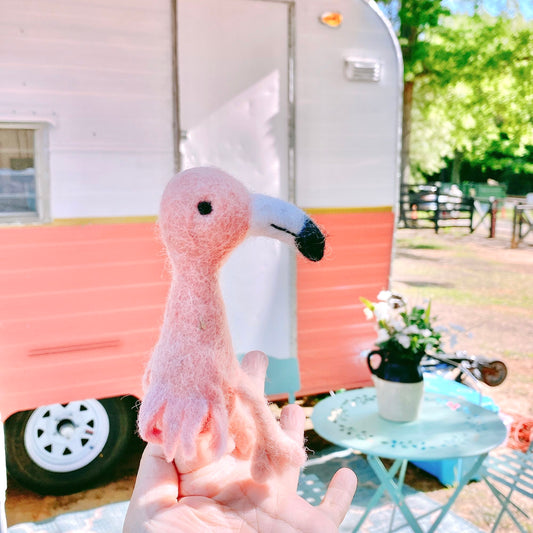 Flamingo Finger Puppet - Chickadees Wooden Toys