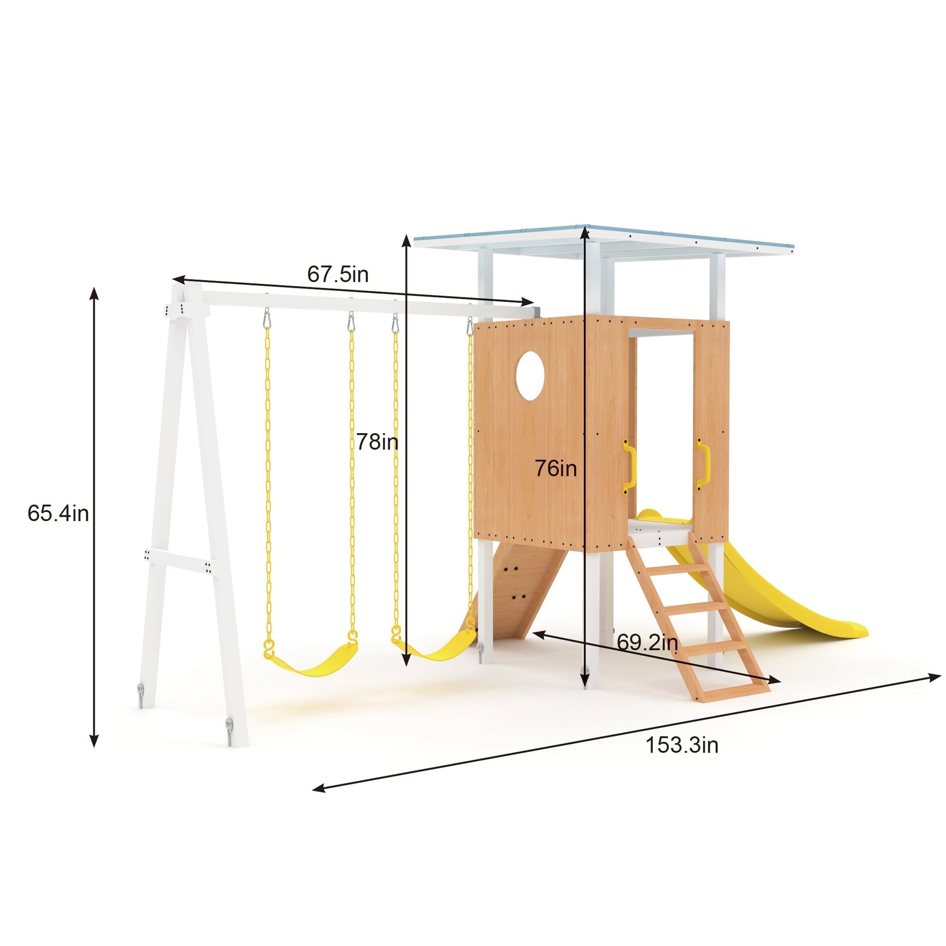 Forest Small Outdoor Toddler Swing Set | Compact Wooden Swing Frame for Babies & Kids - Chickadees Wooden Toys