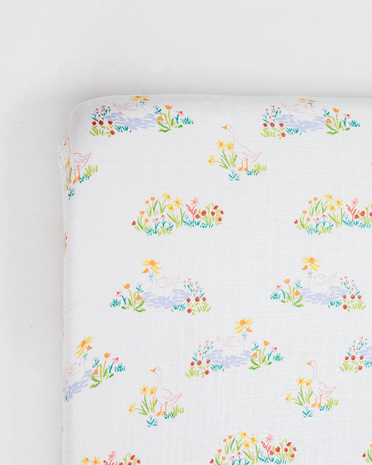 Garden Goose Crib Sheet - Chickadees Wooden Toys