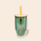 Double-Glass Cup With Bamboo Straw