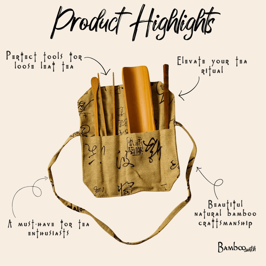 Gongfu Bamboo Tea Tools With Pouch - Chickadees Wooden Toys