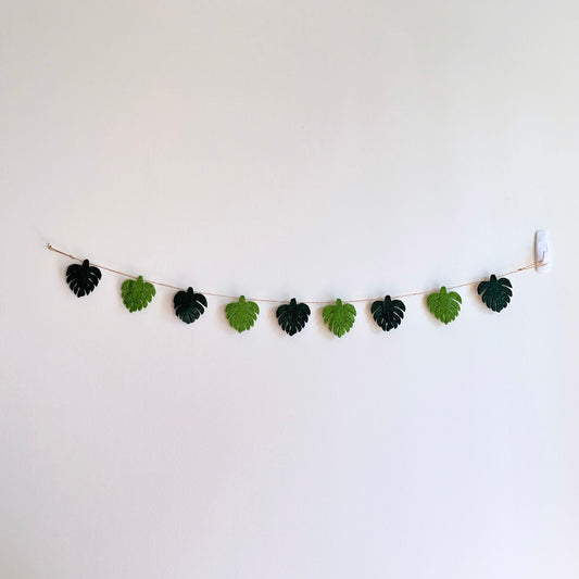Greenish Monstera Leaf Garland: Nature-Inspired Decor - Chickadees Wooden Toys