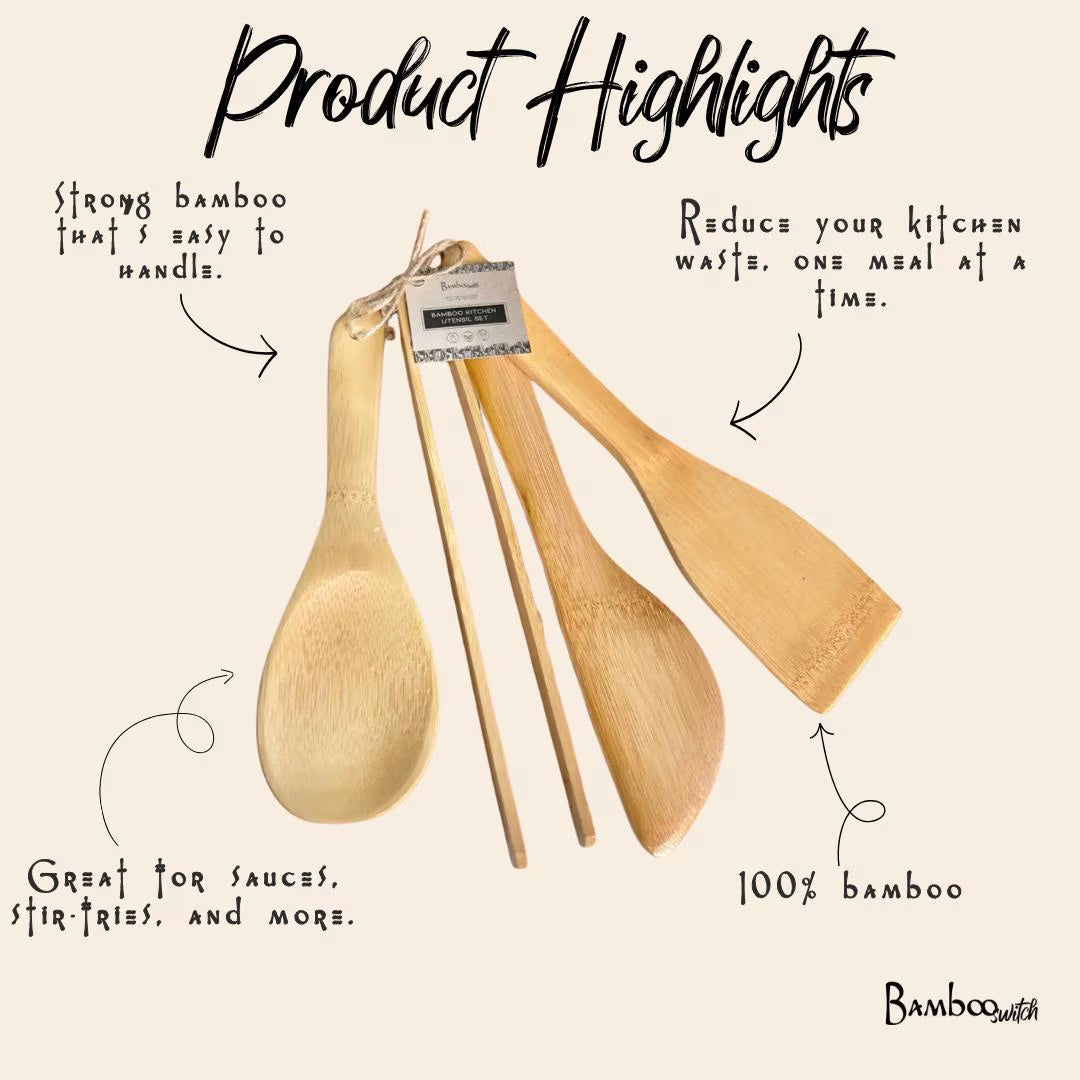Kitchen Utensil Set | 4 Piece - Chickadees Wooden Toys